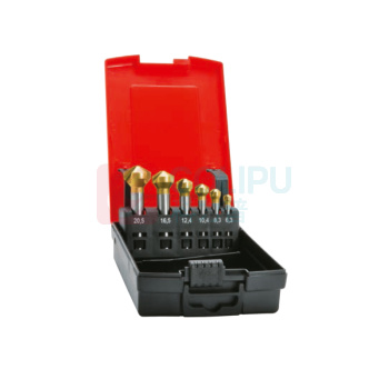 Format 锪孔钻套装 14660005 6.3-8.3-10.4-12.4-16.5-20.5mm,120° 最小起订量1/材料 HSS,TiN coated