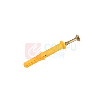 强达螺丝 QD 塑料膨胀管 小黄鱼型 黄色 配彩锌钉 M6×40