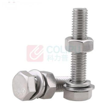 晶事达 成套六角螺栓 全牙 M6*10 304不锈钢 含1螺母+2平垫+1弹垫