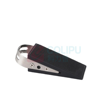 罗德力 不锈钢拉丝固定挡门阻器 12*3.3cm (银黑)