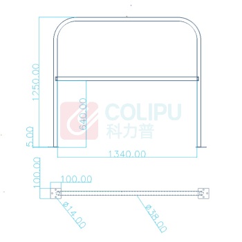 翎桓卓 U型护栏 护栏宽1320*高1250mm*管径38mm (橘黄)