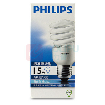 飞利浦 PHILIPS 螺旋型节能灯 E27 15W (白光) 12只/箱 6500K 220V