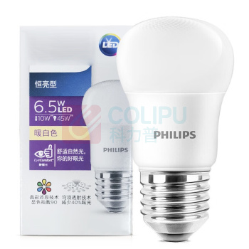 飞利浦 PHILIPS LED灯泡 E27 6.5W3000K 12个/箱