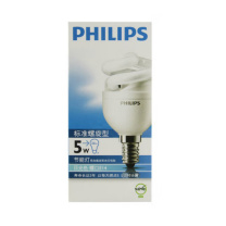 飞利浦 PHILIPS 节能灯泡螺旋光源荧光节能高亮灯泡 5W-E14-单只装 白光