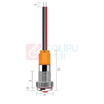 汇君 LED防水金属指示信号灯 9-24V 6mm (黄光)