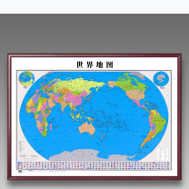 翼洲 地图挂画 世界地图 红实木框 MAP328 钢化水晶面 140*90cm 140*90cm