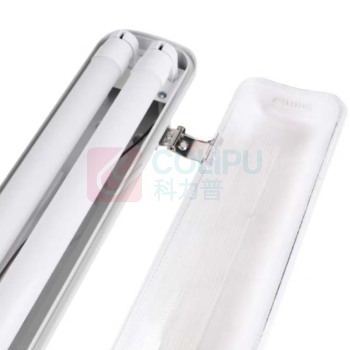 飞利浦 PHILIPS T8LED三防灯防水防尘抗冲击支架双端供电双管双支1.2米支架+2支22W灯管全套 白光 6500K
