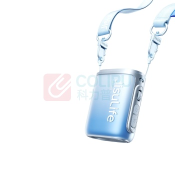 几素 挂脖挂腰风扇 4500mAh 8.5m/s高速风 16小时续航 100档调速 双挂绳配 (海洋蓝)