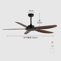 雷士 美式复古吊扇 五叶 49寸 (黑色+胡桃木纹) 工业风商用餐厅客厅静音大风力无灯电扇