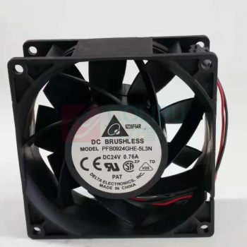台达 散热风扇 PFB0924GHE-5L3N 尺寸：90*90*38mm  额定电压：24V,额定功率：0.76A
