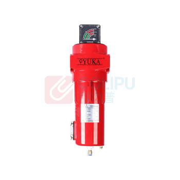YUKA 压缩空气过滤器 YD068 RC1" 流量3.6m³/min 过滤精度0.01μm 含油量0.01mm/m³ 带压差表+液位镜+排水阀