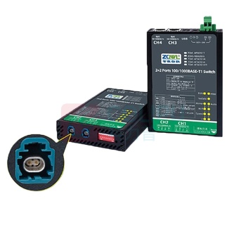 智嵌物联 2+2千兆百兆车载以太网交换机 ZQWL-AES6202-L T1端罗森博格接口 网口为RJ45接口