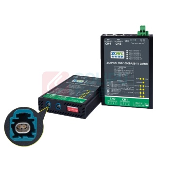 智嵌物联 2+2千兆百兆车载以太网交换机 ZQWL-AES6202-L T1端罗森博格接口 网口为RJ45接口