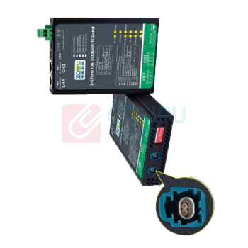 智嵌物联 2+2千兆百兆车载以太网交换机 ZQWL-AES6202-L T1端罗森博格接口 网口为RJ45接口