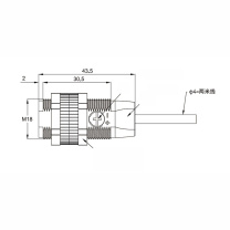 明治 MEIJI 圆柱型光电传感器 PSM18-D40P 漫反射,M18螺纹,4线式,线缆2m,检测距离:100-400mm(可调节),PNP,红光,PC壳体