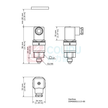 丹佛斯 压力传感器 060G1125 010bar G1/4