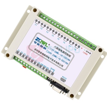 智嵌物联 8路串口继电器控制终端控制板 ZQWL-IO-1CX1R8 欧姆龙继电器 带塑料外壳 不含电源适配器