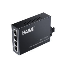 HAILE海乐 光纤收发器电信工程级千兆单模双纤一光四电 20公里 网络监控SC口光电转换器 1台 HC-820-4