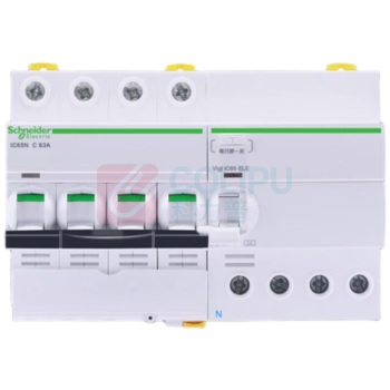 施耐德 Schneider 漏电保护开关 A9系列iC65N A9F18463+A9V08463 4P C63A