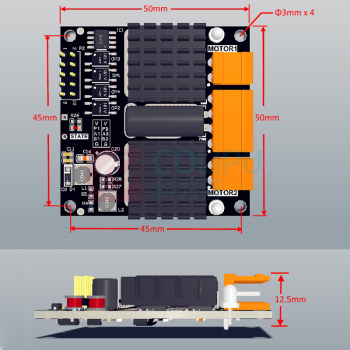 优企 12V24V 双路直流电机驱动模块板器 HT251125-2 V2.0版 最高运行电压28V
