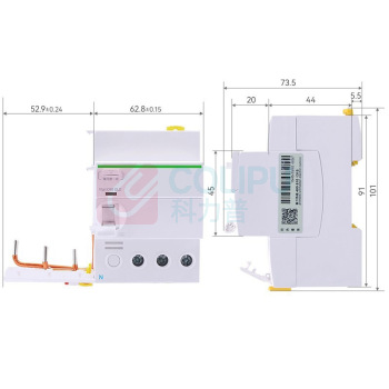 施耐德 Schneider 微型漏电断路器附件 Vigi iC65 ELE 4P 40A 30MA A9V08440 