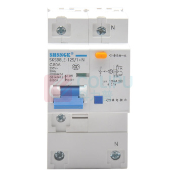 赛时工控 SHSSGK 漏保小型断路器 SKSB8LE-125/1+N 1P+N C80A / (蓝白)