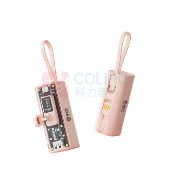 电乐天 自带线充电宝 快充透明移动电源 DLT-CKW/GB18286 5000mAh