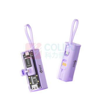 电乐天 自带线充电宝 快充透明移动电源 DLT-CKW/GB18286 5000mAh