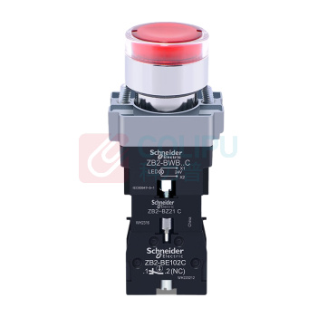 施耐德 Schneider 带灯自锁按钮开关 XB2-BW33M1C+ZB2-BZ21C 24V 红色带灯1常闭 自锁