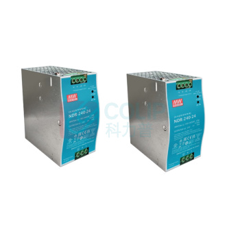 明纬 导轨式开关电源 NDR-240-24 输入100-240VAC 2.8A 输出24V 直流 10A 63*125.2*113.5mm