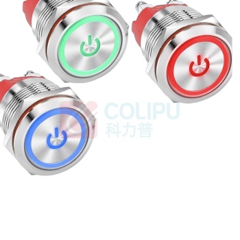 汇君 HJUN 复位金属按钮Ith20A大电流开关螺丝脚带灯两常开 DC12V 22mm (绿色)