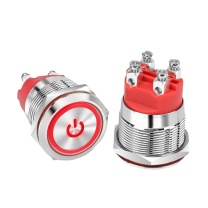 汇君 HJUN 复位金属按钮Ith20A大电流开关螺丝脚带灯两常开 DC24V 22mm (红色)