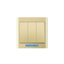 赛时工控 照明开关 SKS8-E2132 三位单极带荧光开关面板 (金色)
