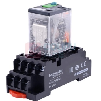 施耐德 Schneider 继电器 RXM4AB2BD DC24V 6A 14脚 电磁式中间继电器 4开4闭 14脚6A带LED灯