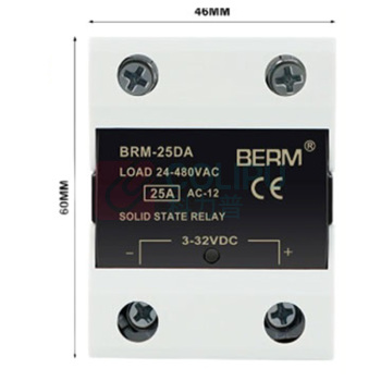 BERM 单相DA固态继电器 BRM-25DA 电流:25A 控制端:3~32VDC 负载端:24~480VAC