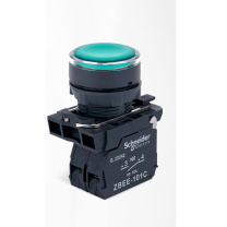 施耐德 Schneider 带灯平头按钮开关 XB5AW33M1C LED灯珠 1常开 AC220V (绿色)
