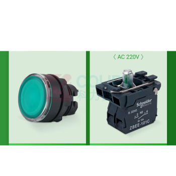 施耐德 Schneider 带灯平头按钮开关 XB5AW33M1C LED灯珠 1常开 AC220V (绿色)
