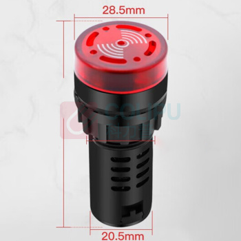 汇君 HJUN 22mm蜂鸣器LED声光闪光报警器扬声器讯响器AD16-22SM 红色 24V fmq22-r24v