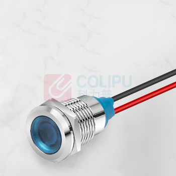 汇君 HJUN 12mmLED金属指示灯防水信号灯带线电源工作灯 蓝色 24V lzd12yp-dxb-24v