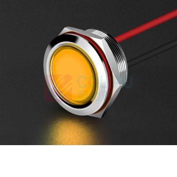 汇君 HJUN 22mmLED防水金属指示灯小型带线电源工作信号指示灯 黄光 9-24v lzd22-y-924