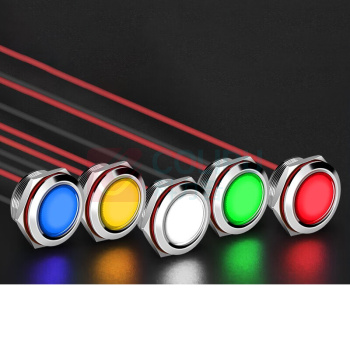 汇君 HJUN 22mmLED防水金属指示灯小型带线电源工作信号指示灯 蓝光 220v lzd22-b-220