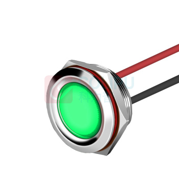 汇君 HJUN 25mmLED防水金属指示灯小型带线电源工作信号指示灯 绿光 9-24v lzd25-g-924