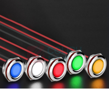 汇君 HJUN 19mmLED防水金属指示灯小型带线电源工作信号指示灯 蓝光220v lzd19-b-220