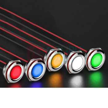 汇君 HJUN 25mmLED防水金属指示灯小型带线电源工作信号指示灯 蓝光 220v lzd25-b-220