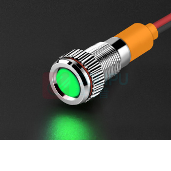 汇君 HJUN 6mmLED防水金属指示灯小型带线电源工作信号指示灯 绿光220V lzd6-g-220