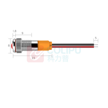 汇君 HJUN 6mmLED防水金属指示灯小型带线电源工作信号指示灯 绿光220V lzd6-g-220