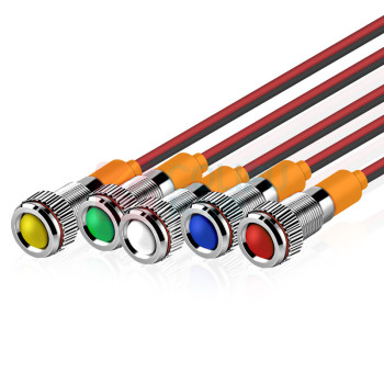 汇君 HJUN 6mmLED防水金属指示灯小型带线电源工作信号指示灯 绿光220V lzd6-g-220