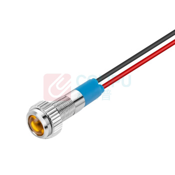 汇君 HJUN 6mmLED金属指示灯防水信号灯带线电源工作灯 黄色 12V lzd6yp-dxy-12v