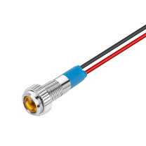 汇君 HJUN 6mmLED金属指示灯防水信号灯带线电源工作灯 黄色 12V lzd6yp-dxy-12v