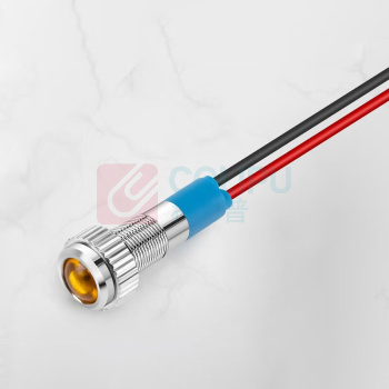 汇君 HJUN 6mmLED金属指示灯防水信号灯带线电源工作灯 黄色 12V lzd6yp-dxy-12v